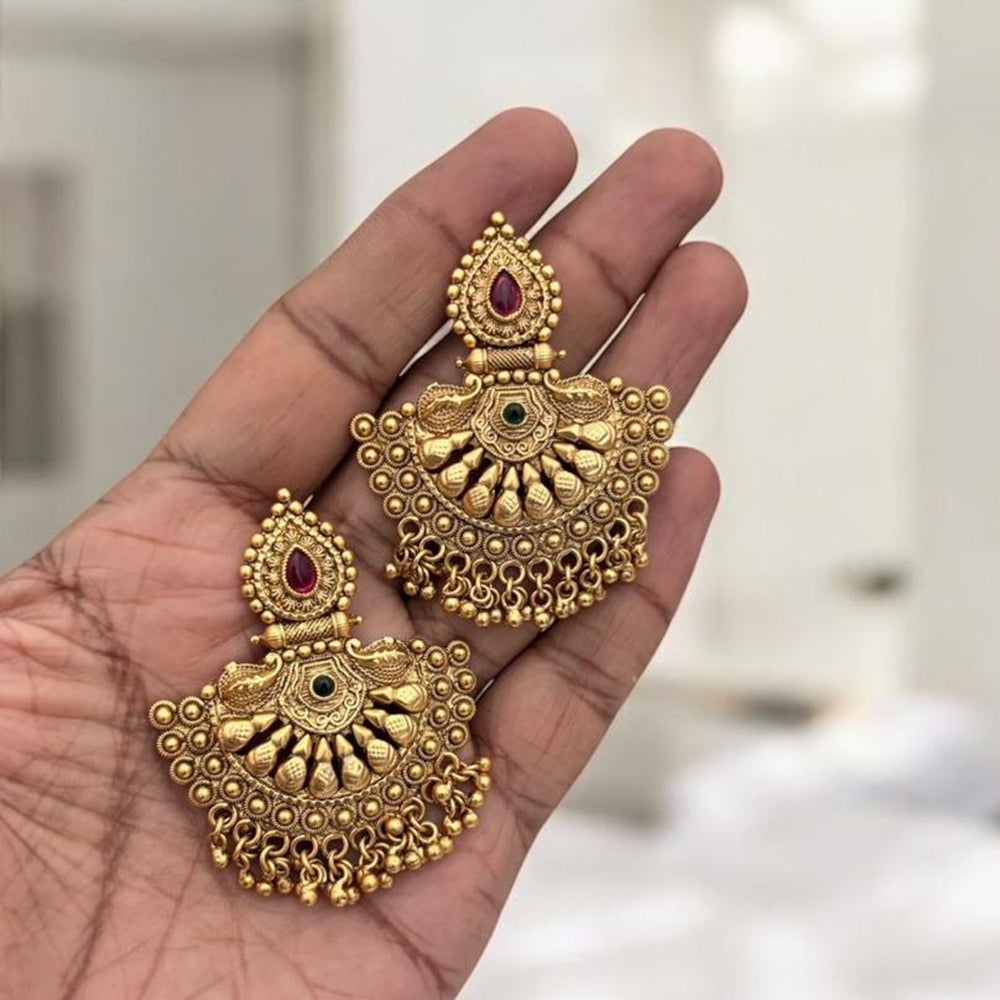 Jewel Addiction Elegant Gold Plated Pota Stone Dangler Earrings