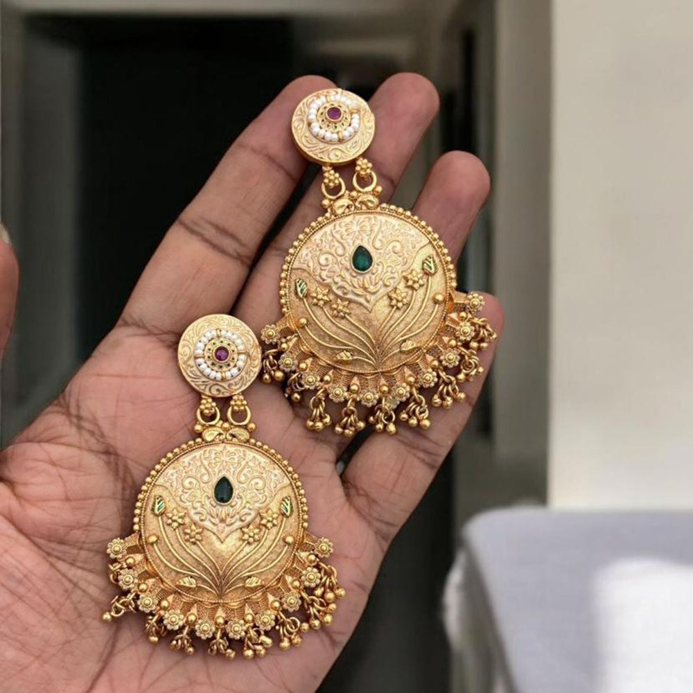 Jewel Addiction Elegant Gold Plated Pota Stone Dangler Earrings