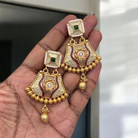 Jewel Addiction Elegant Gold Plated Pota Stone Dangler Earrings