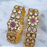 Jewel Addiction Gold Plated Pota Stone And Austrian Stone Openable Bangles Set