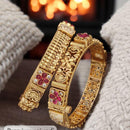 Jewel Addiction Gold Plated Pota Stone And Austrian Stone Openable Bangles Set