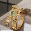 Jewel Addiction Gold Plated Pota Stone Openable Bangles Set