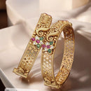 Jewel Addiction Gold Plated Pota Stone And Austrian Stone Openable Bangles Set