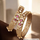 Jewel Addiction Gold Plated Pota Stone And Austrian Stone Openable Bangles Set