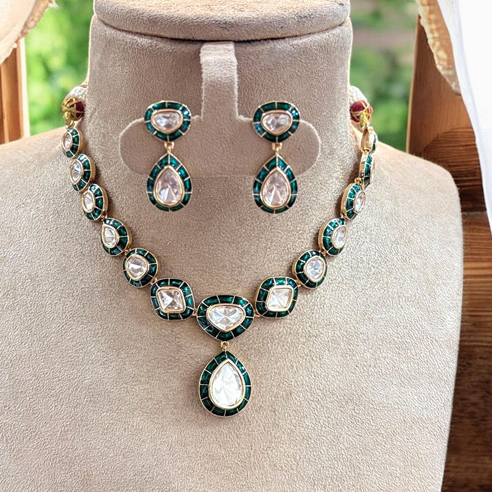 Jewel Addiction Gold Plated Polki Kundan Necklace Set
