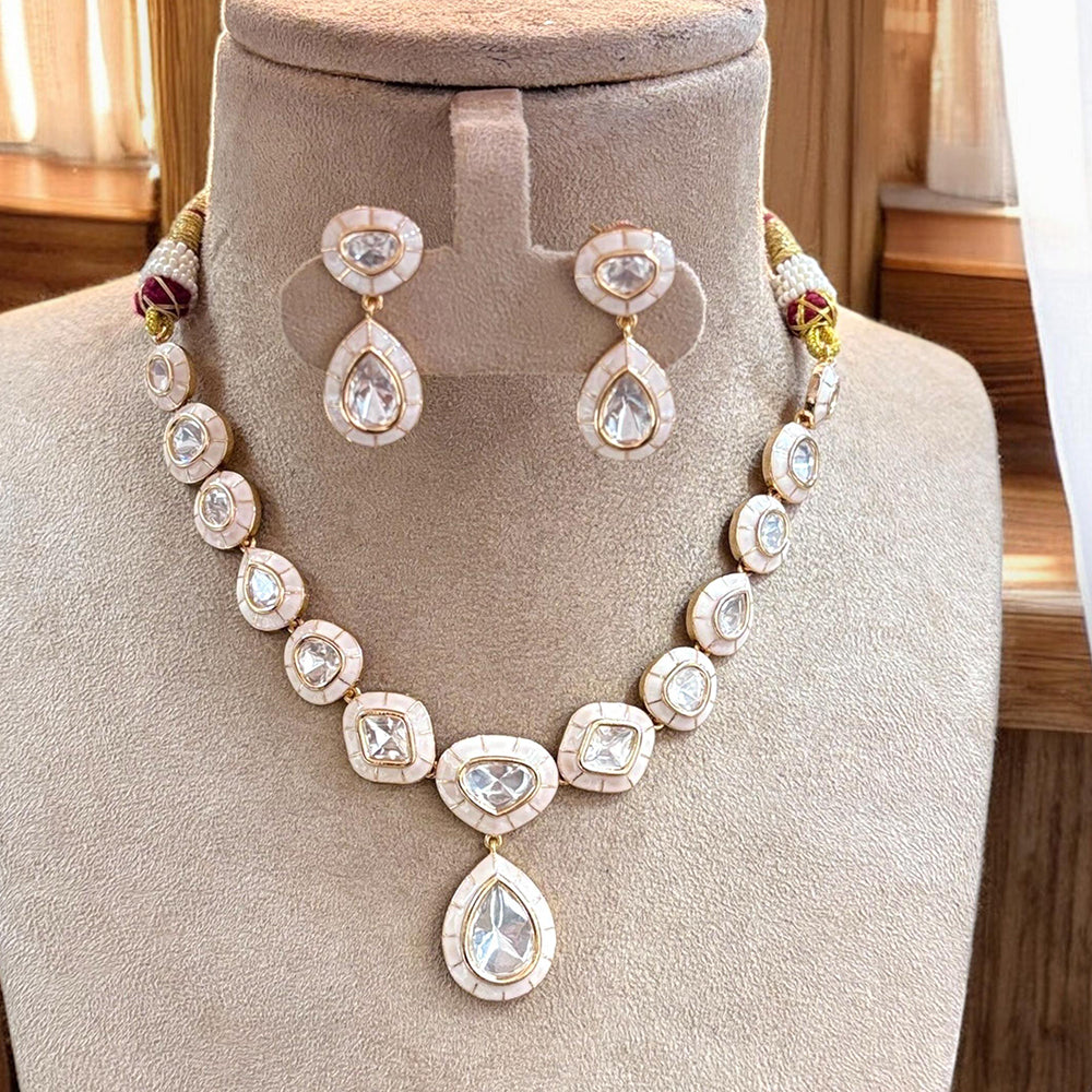 Jewel Addiction Gold Plated Polki Kundan Necklace Set