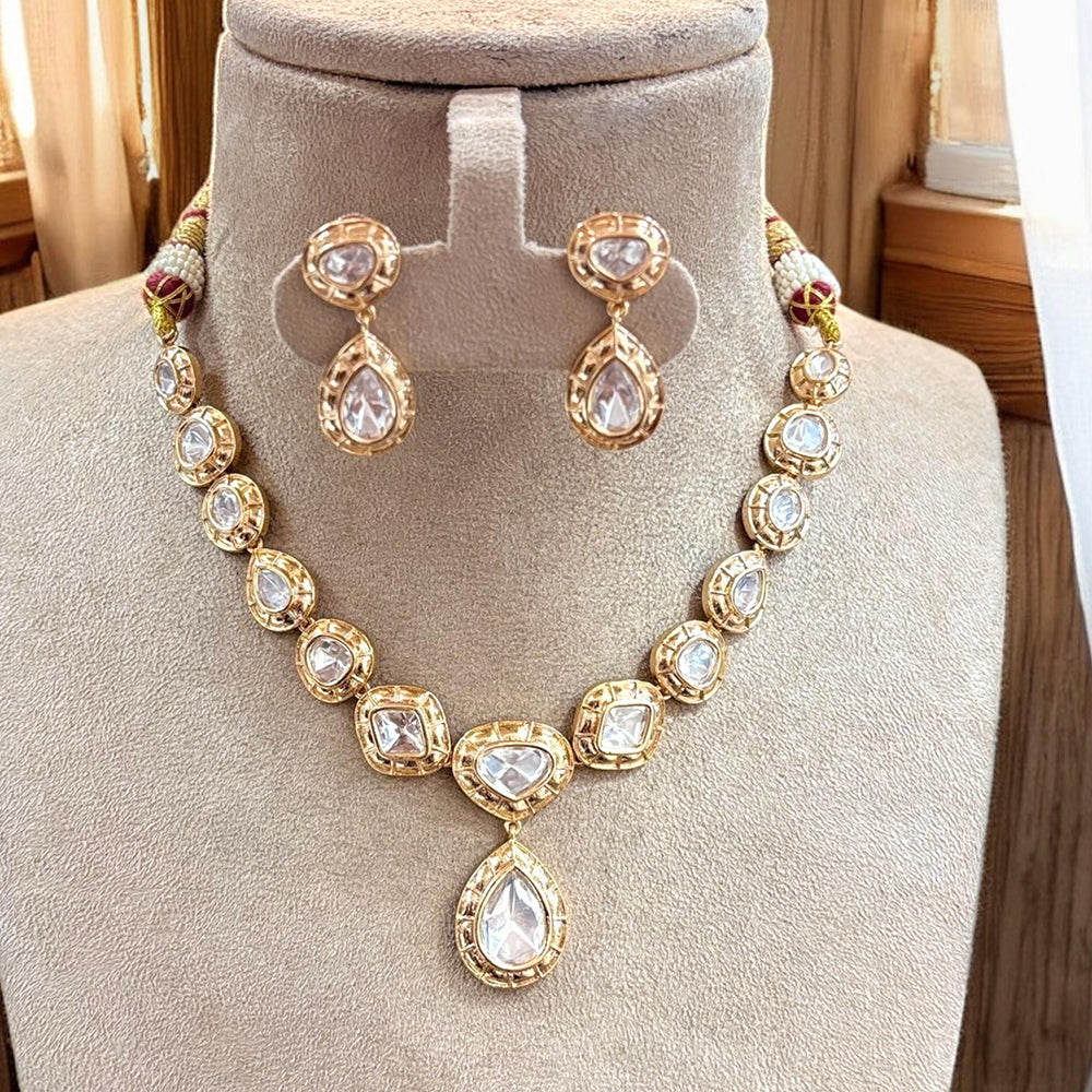 Jewel Addiction Gold Plated Polki Kundan Necklace Set