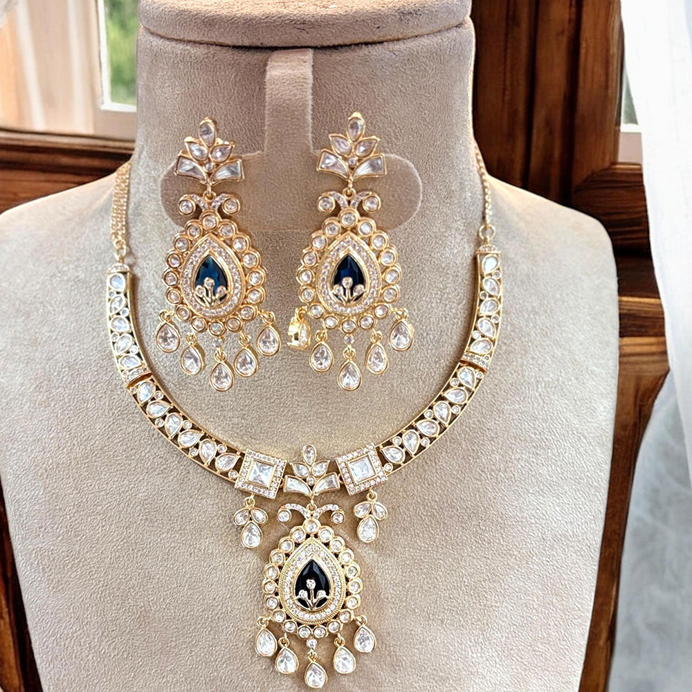 Jewel Addiction Gold Plated Polki Kundan Necklace Set