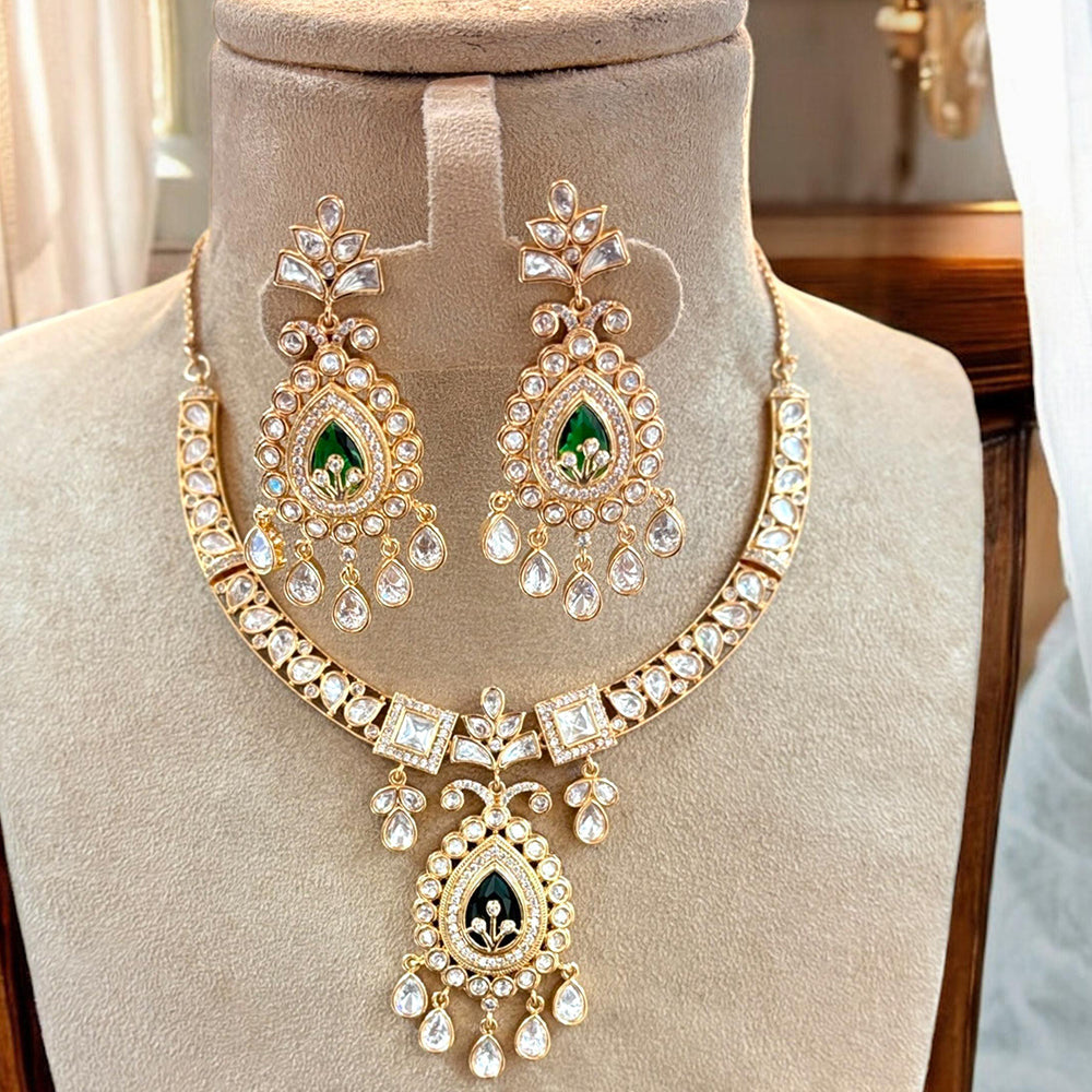 Jewel Addiction Gold Plated Polki Kundan Necklace Set