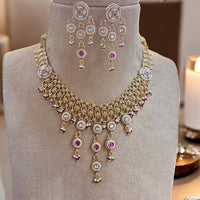 Jewel Addiction Elegant Gold Plated Pota And Pearl Necklace Set