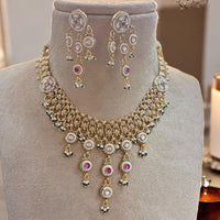Jewel Addiction Elegant Gold Plated Pota And Pearl Necklace Set