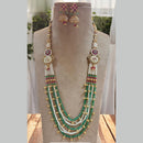 Jewel Addiction Gold Plated Pota Stone And Beads Meenakari Long Necklace Set