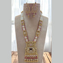 Jewel Addiction Gold Plated Pota Stone And Beads Meenakari Long Necklace Set
