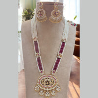 Jewel Addiction Gold Plated Pota Stone And Pearl Long Necklace Set
