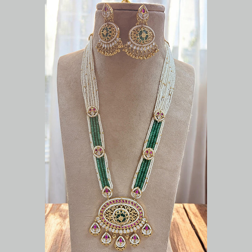 Jewel Addiction Gold Plated Pota Stone And Pearl Long Necklace Set