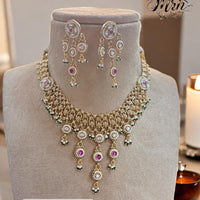 Jewel Addiction Gold Plated Pota Stone And Pearls Necklace Set