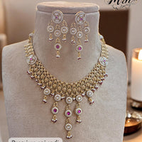 Jewel Addiction Gold Plated Pota Stone And Pearls Necklace Set