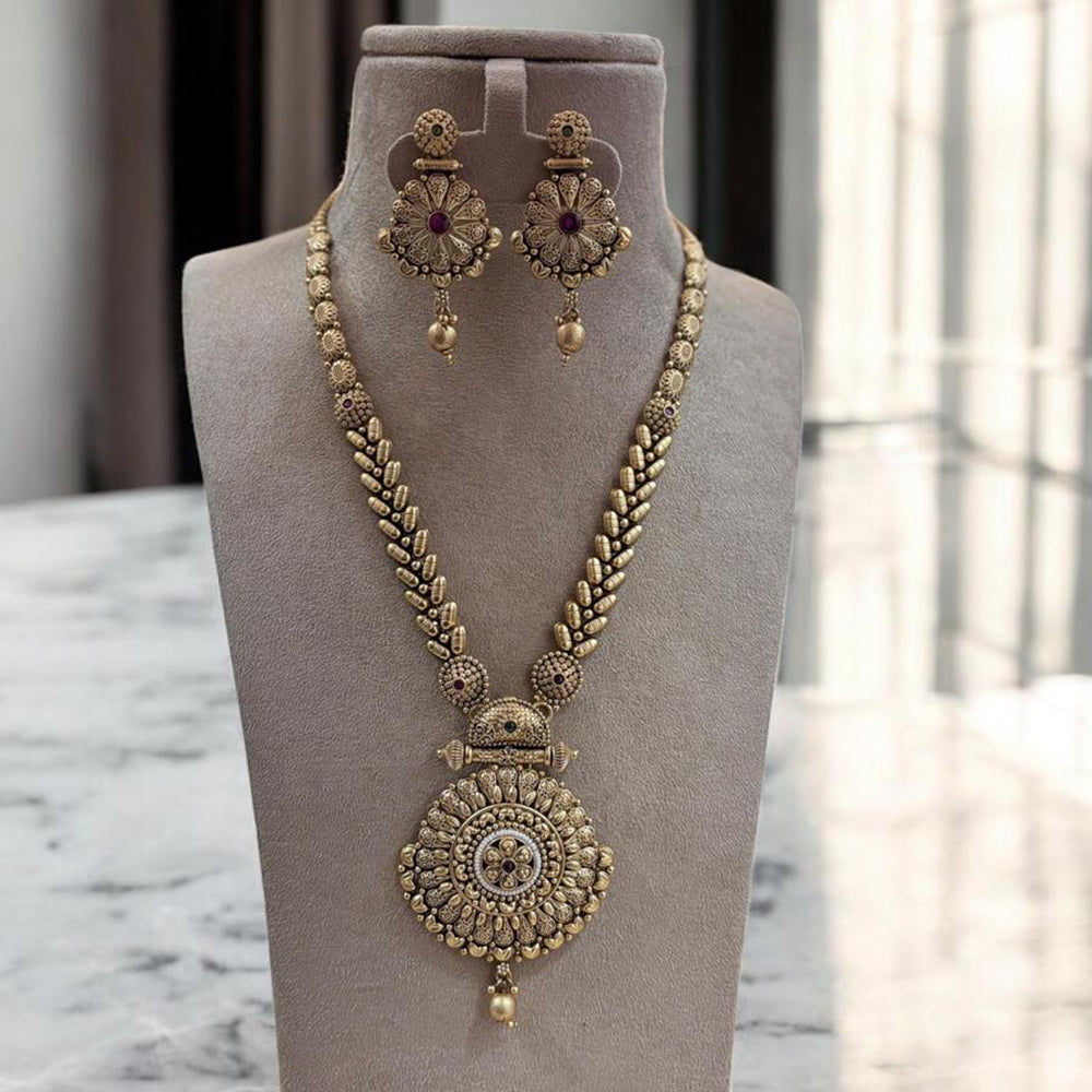 Jewel Addiction Gold Plated Pota Stone And Pearls Necklace Set