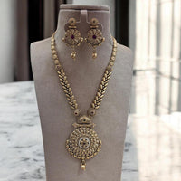 Jewel Addiction Gold Plated Pota Stone And Pearls Necklace Set