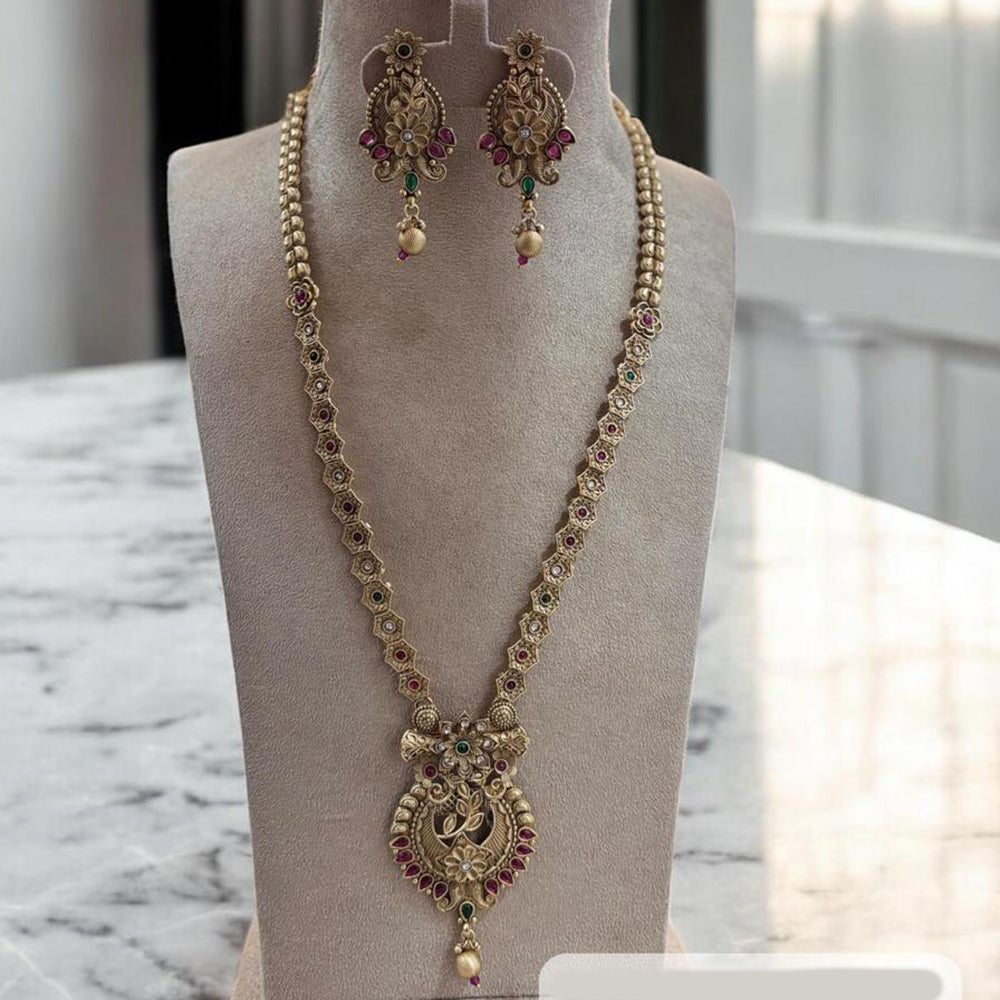 Jewel Addiction Gold Plated Pota Stone And Beads Long Necklace Set