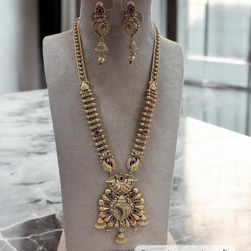 Jewel Addiction Gold Plated Pota Stone And Beads Long Necklace Set