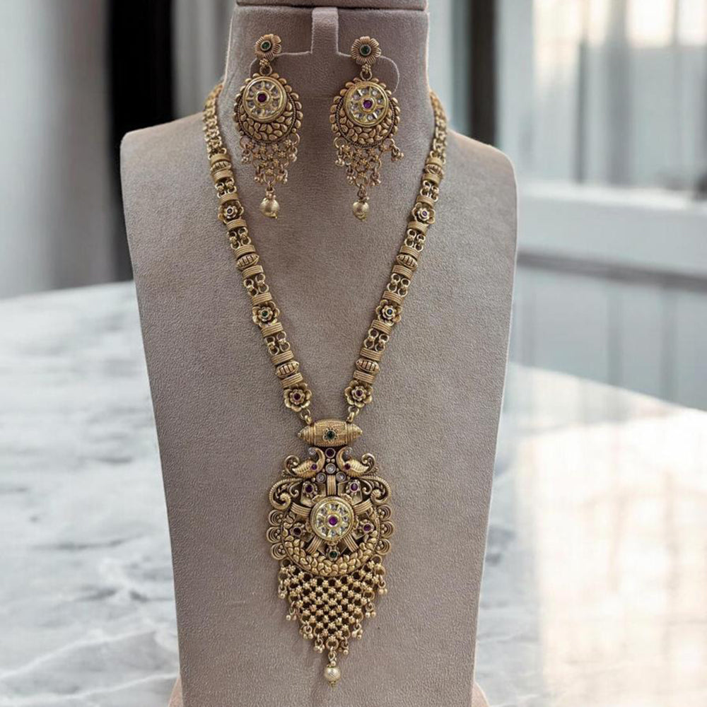 Jewel Addiction Gold Plated Pota Stone And Beads Long Necklace Set