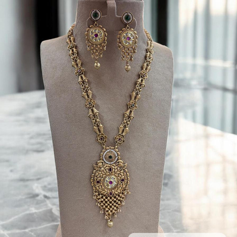 Jewel Addiction Gold Plated Pota Stone And Beads Long Necklace Set