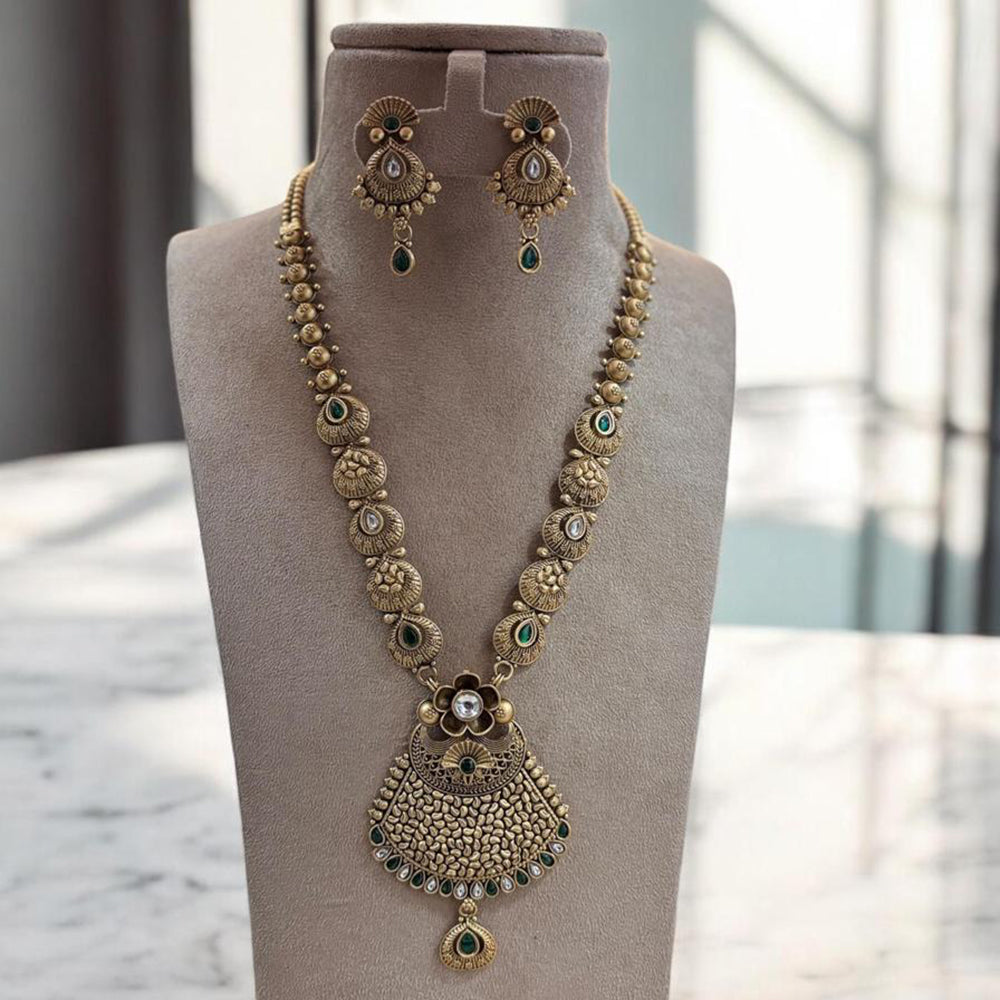 Jewel Addiction Gold Plated Pota Stone Long Necklace Set