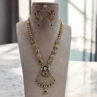 Jewel Addiction Gold Plated Pota Stone Long Necklace Set
