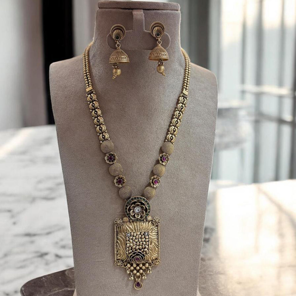 Jewel Addiction Gold Plated Pota Stone Long Necklace Set