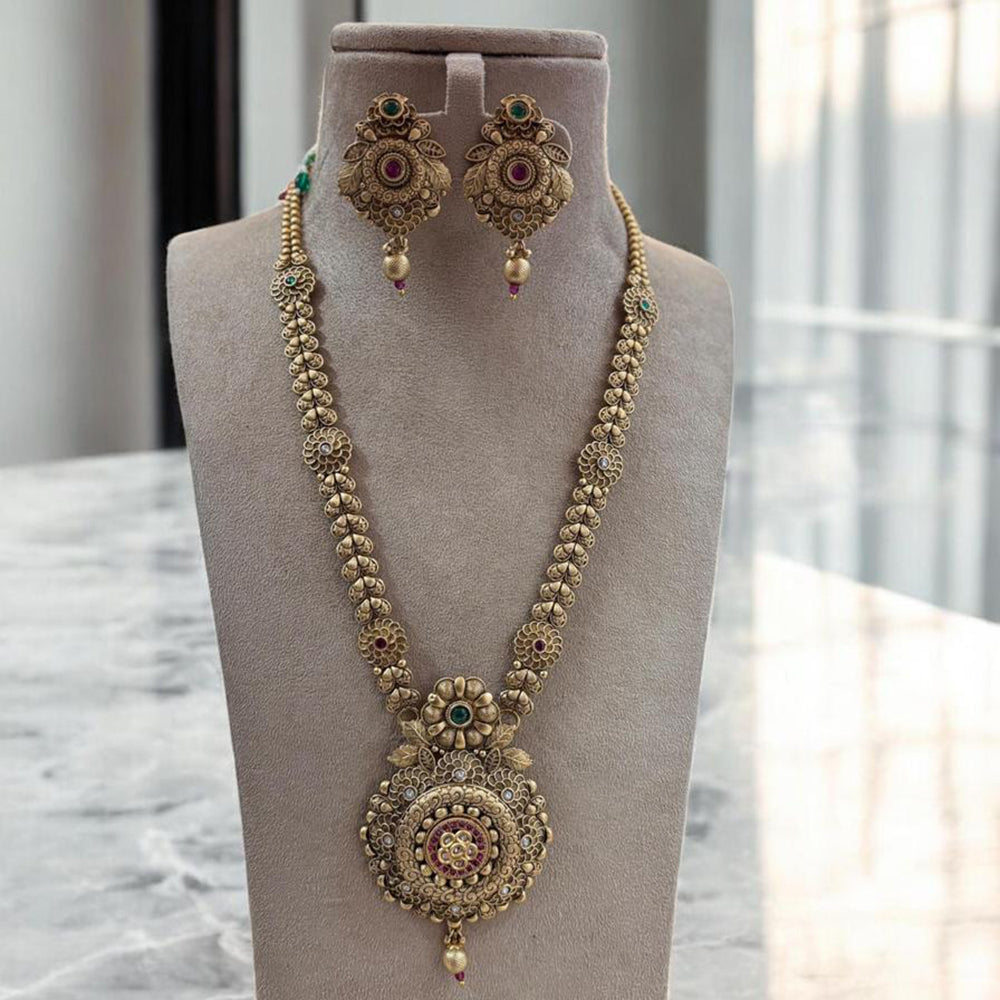 Jewel Addiction Gold Plated Pota Stone Long Necklace Set