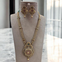 Jewel Addiction Gold Plated Pota Stone Long Necklace Set