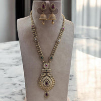 Jewel Addiction Gold Plated Pota Stone Long Necklace Set