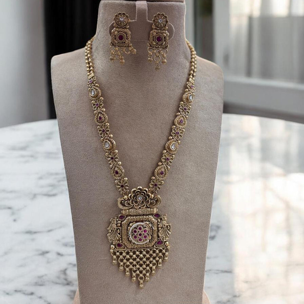 Jewel Addiction Gold Plated Pota Stone Long Necklace Set