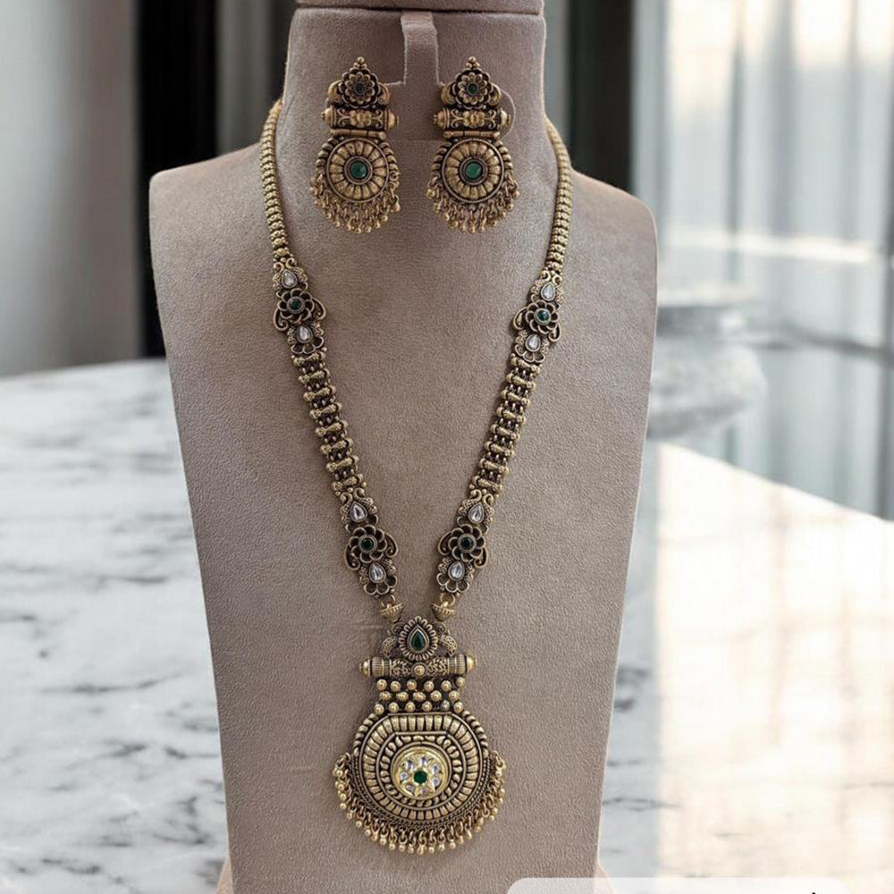 Jewel Addiction Gold Plated Pota Stone Long Necklace Set