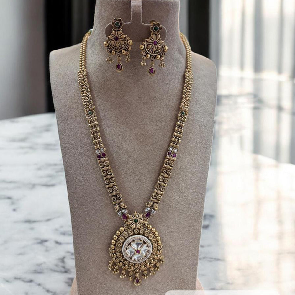 Jewel Addiction Gold Plated Pota Stone Long Necklace Set