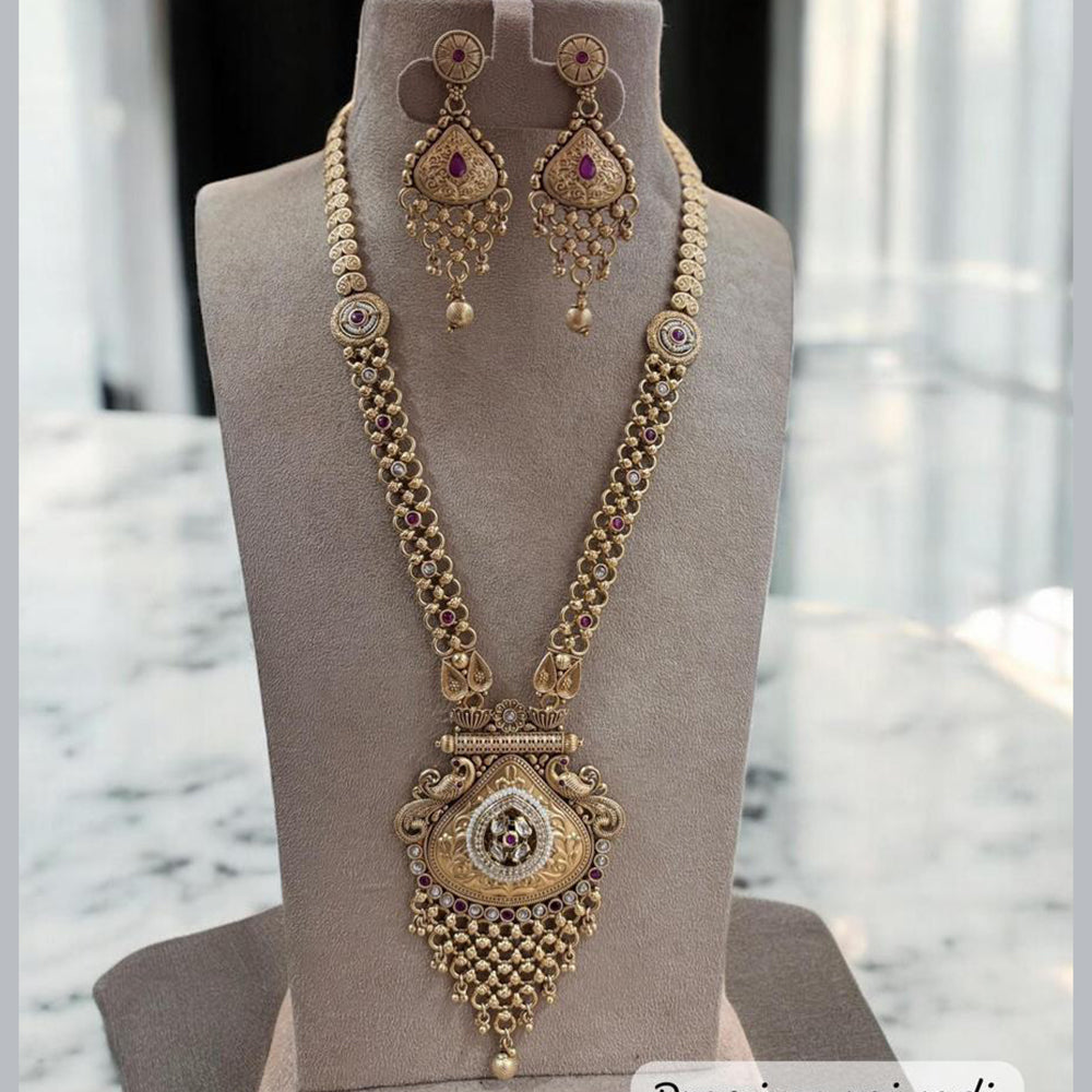 Jewel Addiction Gold Plated Pota Stone And Beads Long Necklace Set