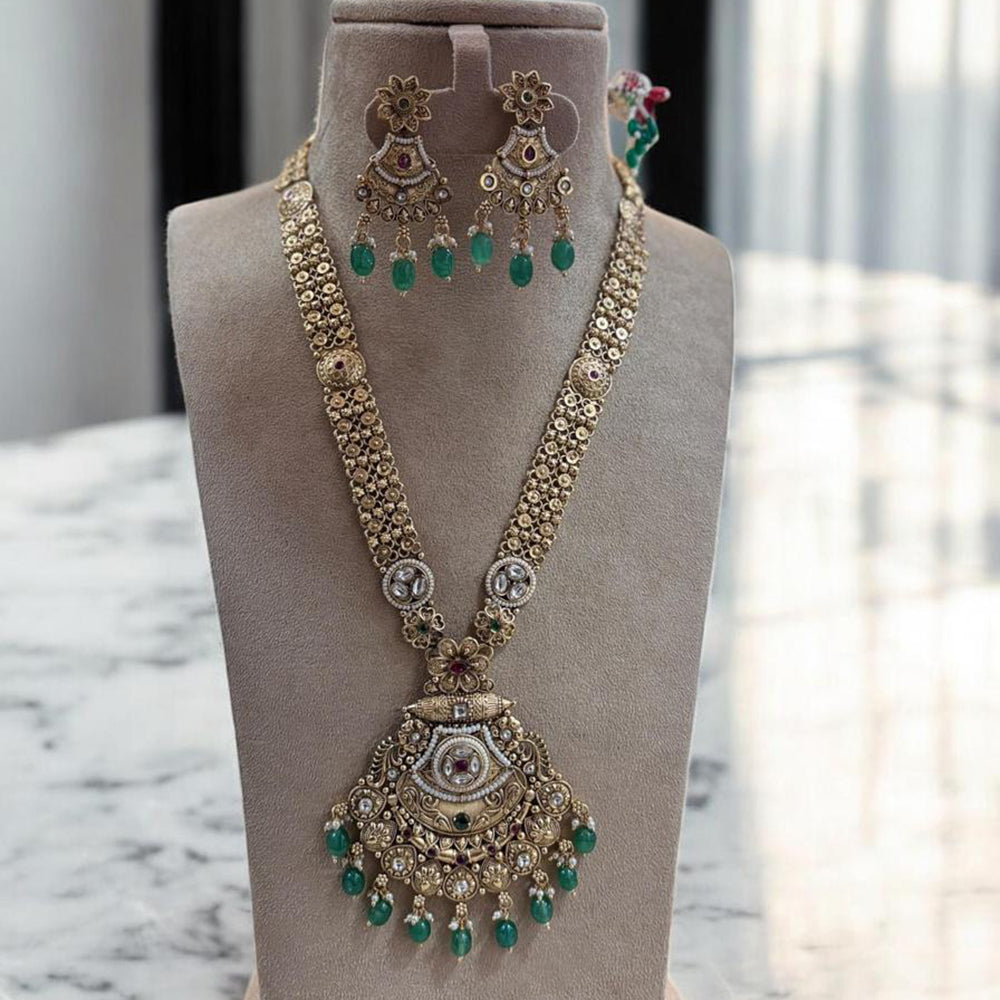 Jewel Addiction Gold Plated Pota Stone And Beads Long Necklace Set