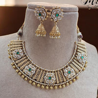 Jewel Addiction Gold Plated Pota Stone And Pearls Necklace Set