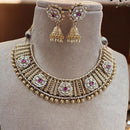 Jewel Addiction Gold Plated Pota Stone And Pearls Necklace Set