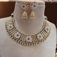Jewel Addiction Gold Plated Pota Stone And Pearls Necklace Set