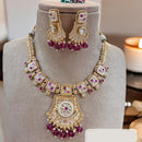Jewel Addiction Gold Plated Pota Stone And Beads Meenakari Necklace Set