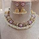 Jewel Addiction Gold Plated Pota Stone And Pearls Necklace Set