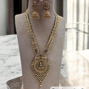 Jewel Addiction Gold Plated Pota Stone And Beads Temple Long Necklace Set