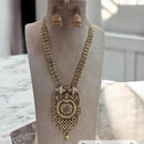 Jewel Addiction Gold Plated Pota Stone And Beads Temple Long Necklace Set
