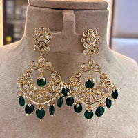 Jewel Addiction Gold Plated Polki kundan Stone And Beads Dangler Earrings