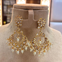 Jewel Addiction Gold Plated Polki kundan Stone And Beads Dangler Earrings