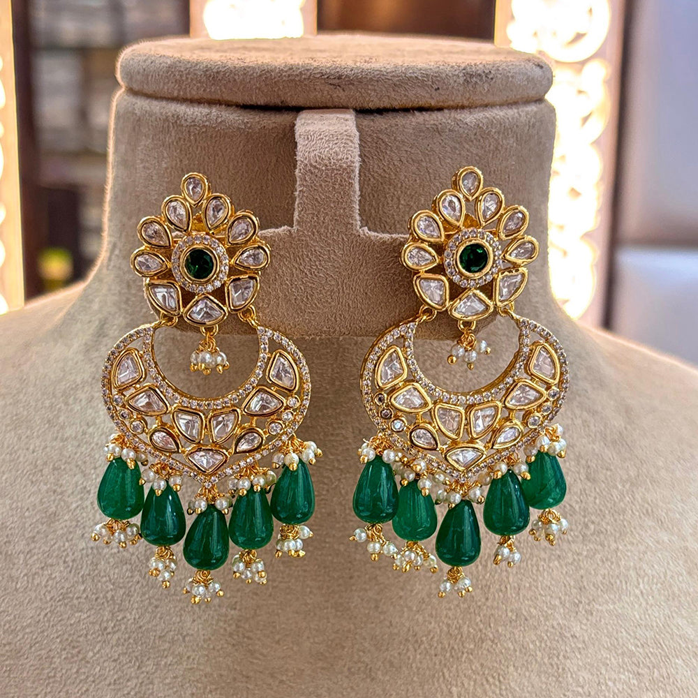 Jewel Addiction Gold Plated Polki kundan Stone And Beads Dangler Earrings