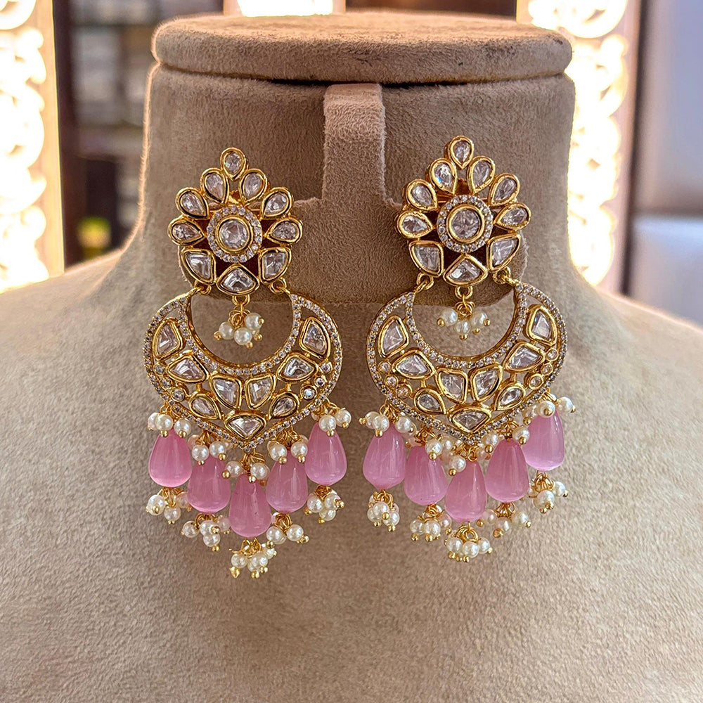 Jewel Addiction Gold Plated Polki kundan Stone And Beads Dangler Earrings