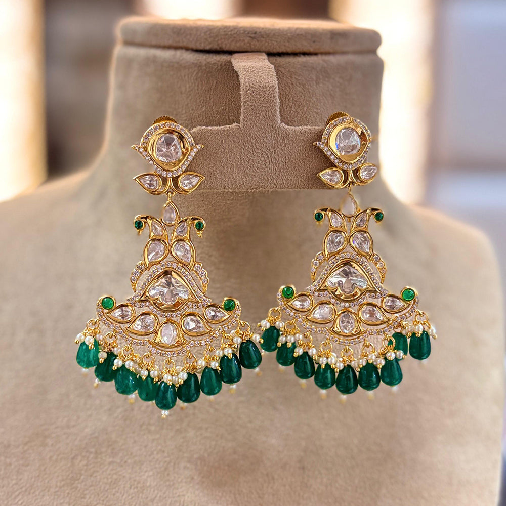 Jewel Addiction Gold Plated Polki kundan Stone And Beads Dangler Earrings